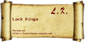 Lack Kinga névjegykártya